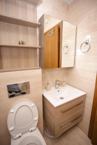 a bathroom with a white toilet and a sink at Gorštak-Šeha in Jahorina