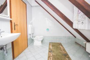a bathroom with a toilet and a sink at Holiday House Pure Nature in Lučica +36 photos