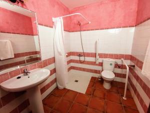 a bathroom with a toilet and a sink at Casa Rural Alquife in Alquife +28 photos