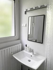 Ванна кімната в Gemütliche Ferienwohnung für bis zu 6 Personen im Stadtzentrum