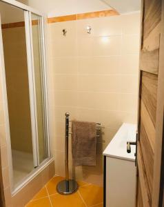 Ванная комната в Charmant T2 au centre du Queyras!
