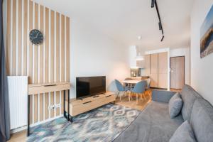 Televízia a/alebo spoločenská miestnosť v ubytovaní Apartamenty Sun & Snow Residence II Jastrzębia Góra - plac zabaw, blisko plaży, wysoki standard