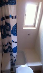 a bathroom with a toilet and a window at Appartements Hexahüsle in Wald am Arlberg +17 photos