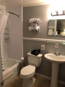 a bathroom with a white toilet and a sink at Oakes Oramel Inn in Oramel +19 photos