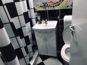 um banheiro com pia e vaso sanitário em Bubinga em Kruševac