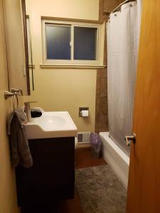 a bathroom with a sink and a shower at HEART OF Denver*Sleeps 10 in Denver