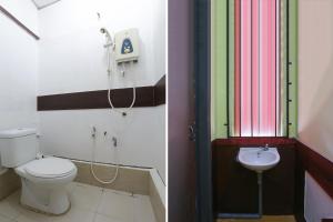 two pictures of a bathroom with a toilet and a sink at Impiana Hotel in Kota Bharu