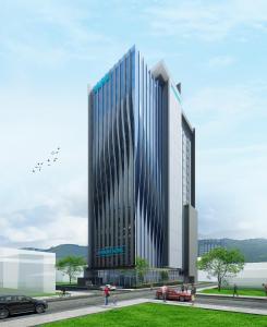 a rendering of a tall building with cars parked in front at Bayfront Hotel Cebu Capitol Site in Cebu City