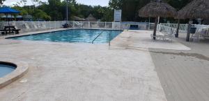 una piscina con sedia e ombrellone di Tiny House RV, Kayak a Key Largo Altre 29 foto