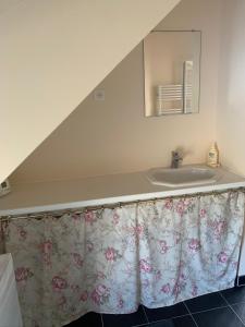 a bathroom with a sink and a mirror at LE CAP in Erquy
