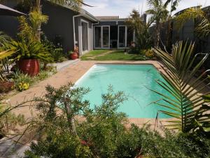a swimming pool in front of a house with plants at Northern Vine Guesthouse & Selfcatering "LOADSHEDDING FREE" in Brackenfell