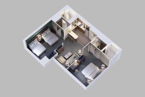 a rendering of a floor plan of a room at Staybridge Suites - Wisconsin Dells - Lake Delton, an IHG Hotel in Wisconsin Dells
