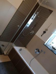 a bathroom with a shower and a bathtub with a shower at LandLebenLeuter in Glochen