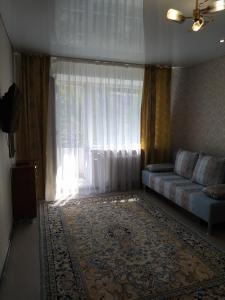 ベロクリハにあるApartment on Bratyev Zhdanovykhのリビングルーム(ソファ、窓付)