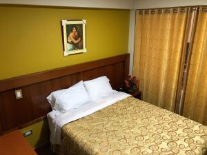a bedroom with a bed and a picture on the wall at Sumaq Hotel Tacna in Tacna