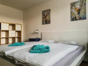Postel nebo postele na pokoji v ubytování Apartmány SCHMIEDEBERG u KLÍNOVCE
