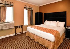 ein Schlafzimmer mit einem großen Bett in einem Hotelzimmer in der Unterkunft The Prince Hotel in Tunkhannock