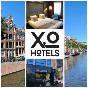 un collage de fotos de un hotel y una ciudad en XO Hotels Couture, en Ámsterdam