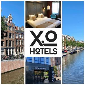 a collage of pictures of a hotel and a city at XO Hotels Couture in Amsterdam