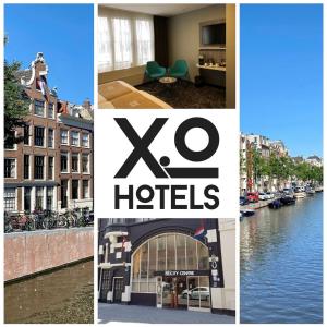 un collage di foto di edifici e di una città di XO Hotels City Centre ad Amsterdam