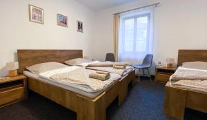 Letto o letti in una camera di Hotel Sýkora