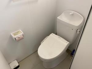 een badkamer met een wit toilet in een stal bij L House Miyako Island in Miyako Island