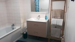 a bathroom with a sink and a bath tub at Le Logis des Dames in Sedan