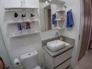 a small bathroom with a sink and a toilet at Residencial Privilegio in Florianópolis +24 photos