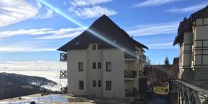 un edificio con techo negro en la cima de una montaña en Apartman Nota, en Kopaonik