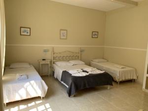 1 Schlafzimmer mit 2 Betten in einem Zimmer in der Unterkunft Pousada Ananda-ri in São Lourenço