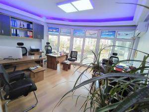 un bureau avec un plafond violet et une plante dans l'établissement King Istanbul Hotel, à Istanbul