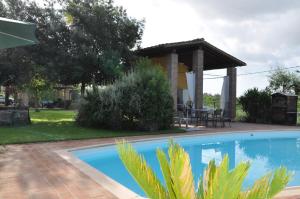Santa Maria a MonteにあるB&B Il Casolare Di Bonciの庭にスイミングプールがある家