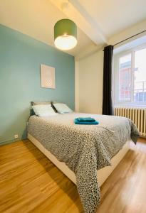 a bedroom with a bed and a window at Nid Douillet sur plateau central in Clermont-Ferrand