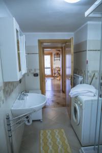 a bathroom with a sink and a washing machine at Apartments Ospitalità Diffusa Borgate tra le Malghe in Falcade