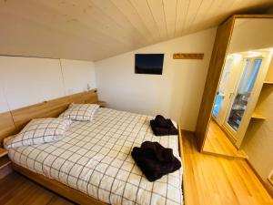 a bedroom with a bed in a room with a window at Crans-Montana Stunning Southview Flat in Crans-Montana