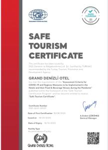 Certifikát, hodnocení, plakát nebo jiný dokument vystavený v ubytování Grand Denizli Hotel