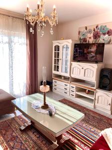 - un salon avec une table basse et une télévision dans l'établissement Holiday Home Endi, à Unešić