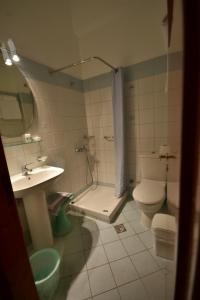 ティロスにあるHotel Blue Seaのバスルーム(シャワー、トイレ、シンク付)