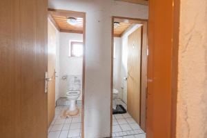 a bathroom with a toilet and a sink at Schanzerhütte in Saalbach Hinterglemm