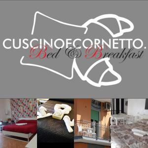 kolaż zdjęć salonu z kanapą w obiekcie Cuscino e Cornetto w mieście Salerno