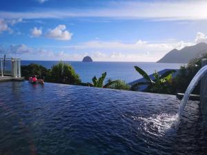 una piscina con vista sull'oceano di Vue exceptionnelle dans résidence de standing a Le Diamant