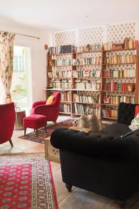 a living room filled with lots of books at A La Villa Boucicaut in Chalon-sur-Saône