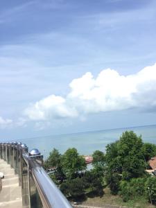a view of the ocean from a balcony at Feza Otel in Trabzon