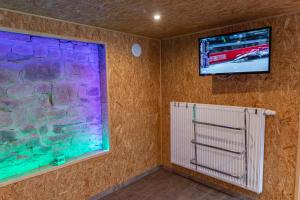 a room with a window and a tv and a radiator at Gaststätte und Pension Zur Einkehr in Neustadt