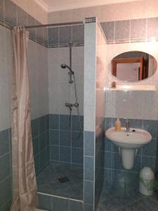 W łazience znajduje się prysznic i umywalka. w obiekcie Attila Vendégház w Hévízie