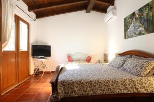 a bedroom with a bed and a television in it at Villa Anastasia in Cugnana +68 photos