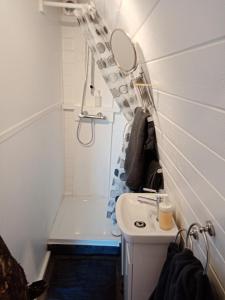 A bathroom at Wee Hoose Glamping Pod 1