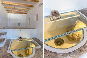 two pictures of a sink in a room at LE CASETTE DI MALFA in Malfa +214 photos