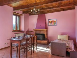 a dining room with a table and a fireplace at Apartment Caminetto - CNG177 by Interhome in Magnano