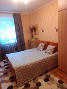 プシュキンスキエ・ゴリにあるPhilisa Na Turbazeのベッドルーム(ベッド1台、窓付)